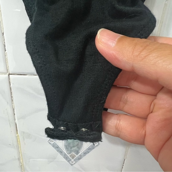 Free People Intimately S Black V Neck Boho Coquette Stretchy Lace Trim Bodysuit - Picture 7 of 12